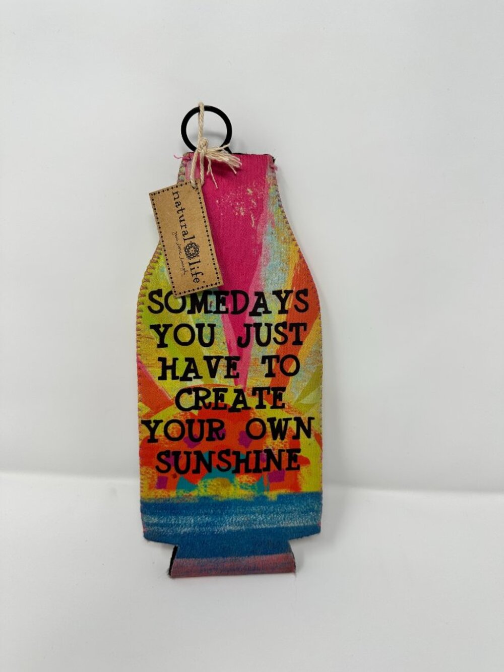 NEW Natural Life Boho Sunshine Printed Neoprene Zipper Bottle Sleeve
